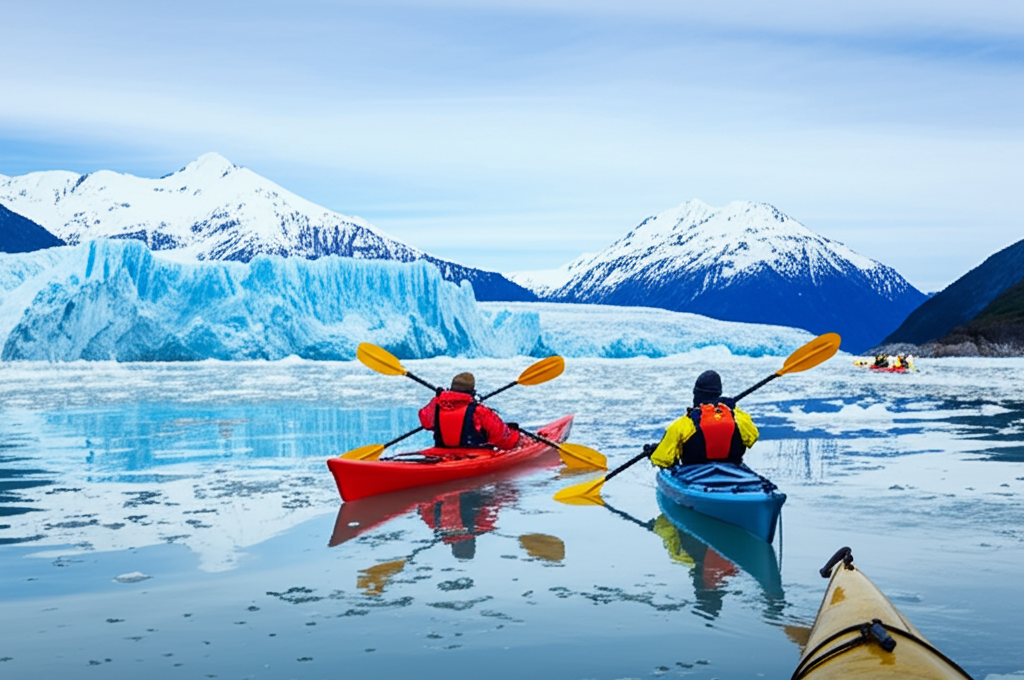 Kayaking through Glacier Bay